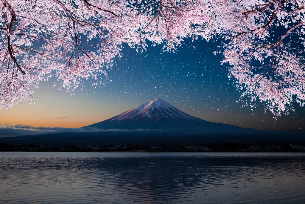 Sakura con el monte Fuji